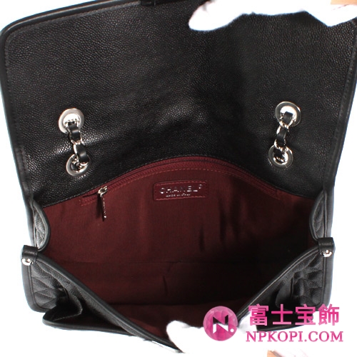 シャネル CHANEL マトラッセライン ソフトキャビアスキン ショルダーバッグ ブラック＆シルバー A66801 【2012年新作】